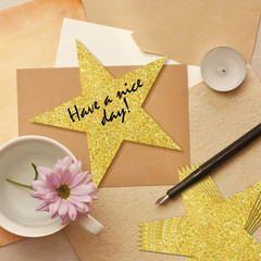 100 PCS Glitter Gold Five Star Cutouts Paper Stars Confetti Cutout Gold Star Cut