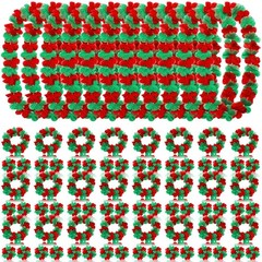 Knitgrip 48 Pcs Leis for Christmas Luau Party Accessories Set Red Green Hawai…