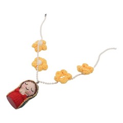 Mary Car Charm Yarn Bead Statue Handcrafted Yarn And Bead Construction