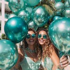 Party Balloons 50 Pcs 12 inch Teal Green Metallic Chrome Helium Shiny Latex