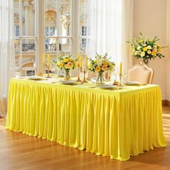 Party Talk 1 Pack Yellow Rectangle Table Clothes for 4 Foot Tables, Polyester Wr