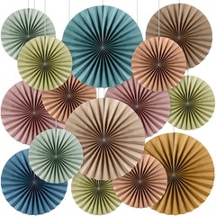 18 Pcs Boho Hanging Fans Decor Back to Fans Round Garlands Bulletin Board Cla…