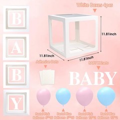 Baby Balloon Boxes with Letters – 4 Pack Transparent Decorative Boxes for Baby S