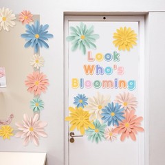 18 Pcs Bright Color Paper Flowers DIY Decorations for Wall Classroom Office &…
