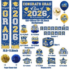 Class of 2026 Graduation Decorations – Blue & Gold Party Supplies, Congrats Grad