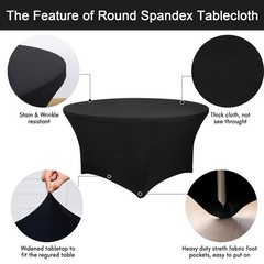 Fixwal 4 Pack 60 Inch Round Tablecloth, Fitted Spandex Round Table Cloths – Wash