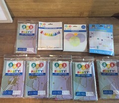 9 PC Set Party Supplies, Unicorn/Rainbow- Tablecloths, Garland, Topper, Balloons