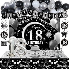 18th Decorations for Boys, Black White Happy 18th Decorations for Boy, 18 Yea…