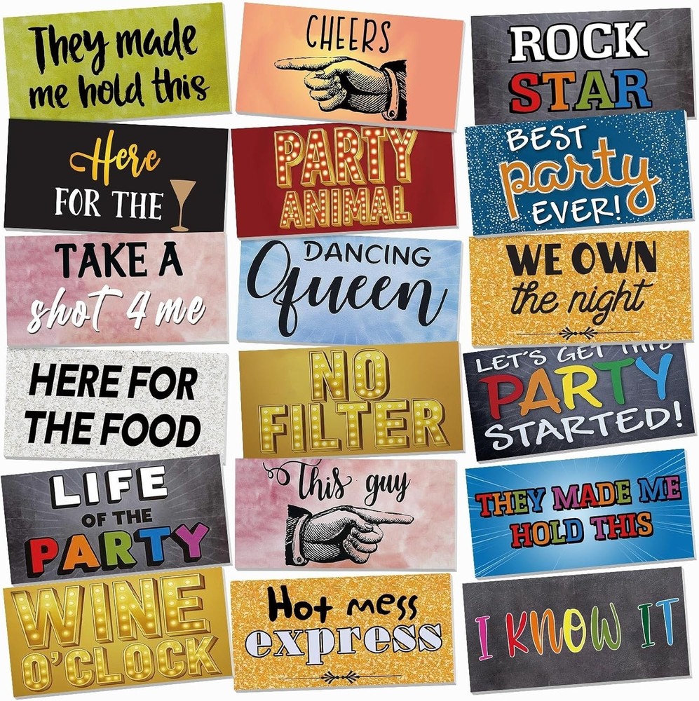 24 Designs Photo Booth Props for All Occasions Photo Booth Sign Decorations f…