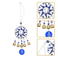 Blue Sun Decoration Mother Hanging Wind Chime Evil Eye Pendant with Bell