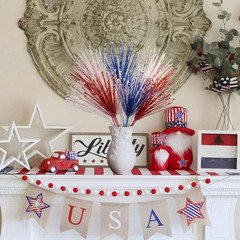 Dingion 12 Pack 4th of July Tree Decorations Red White and Blue Flowers Patrioti