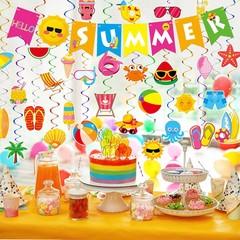 Summer Party Decorations – 61 Pcs Beach Pool Party Decorations Hello Summer Bann