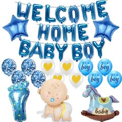 Welcome Home Baby Boy Balloons – 35 Pcs Blue Glitter Letter Foil Latex Balloo…