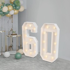 60 Light Up Numbers, 60th Birthday Party Decoration Light Up Numbers NEW