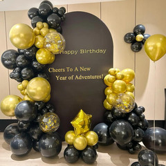 Black Gold Silver Balloon Garland Arch Kit, 166Pcs 5 10 12 18 Inch Latex Balloon
