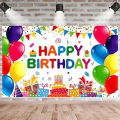 Happy Birthday Backdrop Banner Colorful Happy Birthday Party 6×3.6ft