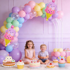 Pastel Balloons -12Inch Macaron Pink Blue Purple Green Yellow Confetti Rainbow L