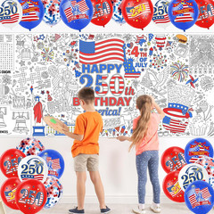 250Th Anniversary American Coloring Tablecloth 4Th of July Party Favors, America