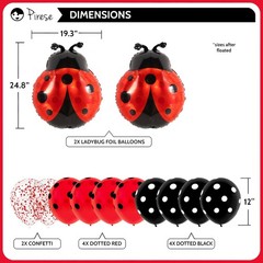 Pirese Ladybug Birthday Decorations, Party 7 inches x 8 inches, Red