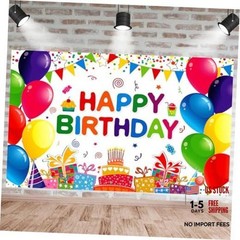 Happy Birthday Backdrop Banner Colorful Happy Birthday Party 6×3.6ft