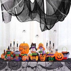 2 Pack Large Black Creepy Halloween Cloth Gauze & Spiders Web Party Decoration