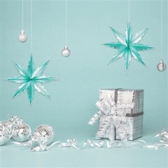 2-Tone Metallic Snowflakes Turquoise and Silver 2 Pack Winter Christmas Party