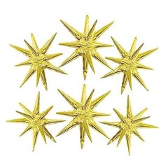 Star Balloons 6pcs Foil Mylar Starburst Balloons Cone Spike Balloon 22 Gold