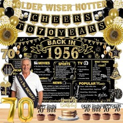 70th Birthday Decorations for Men Women, 36 Pcs Back in 1956 Birthday Party D…