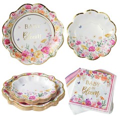 Baby in Bloom Tableware Set Baby Shower Party Supplies Plates and napkins