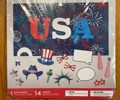 USA Photo Booth Kit Contains: 14 Props + Backdrop By: American Greetings NIP!