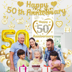 50Th Anniversary Decorations Women Men – 37 Pcs Gold Glitter Happy 50Th Annivers