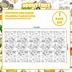 Giant Construction Party Coloring Tablecloth for Kids – Huge Construction Theme