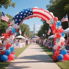 10 Pcs Red White Blue Star Balloons Explosion Starburst Foil Cone Balloons Ma…
