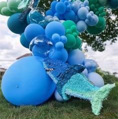 Blue Balloon Garland Arch Kit, 112 Pcs Pastel Baby Light Blue Royal Blue Slat…
