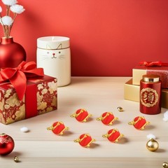 10Pcs Reusable Mini Red Lantern Hanging Ornaments for Spring Festival DIY Craft