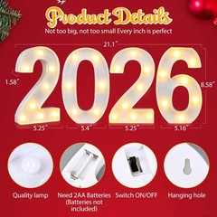 Light Up Marquee Numbers 2026 – Graduation Decorations, Party Decor, Birthday Si