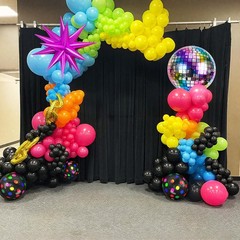 Neon Balloons, 80s 90s Disco Hot Pink Blue Green Orange Yellow Neon Dot Ballo…