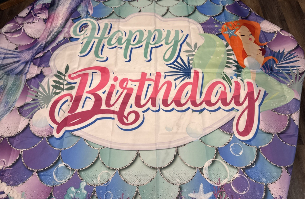 Mermaid Birthday Party Backdrop Purple Blue And Teal 5’x7’ NEW