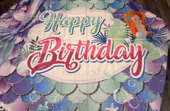 Mermaid Birthday Party Backdrop Purple Blue And Teal 5’x7’ NEW