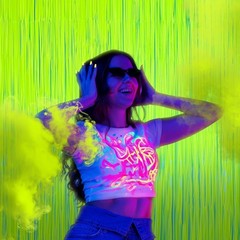 Vibrant 2 Pack Glow-in-the-Dark Fringe Curtains for Birthday and Music Festivals