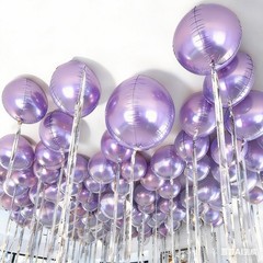 12Pcs Light Purple Round Balloons Foil, 22″ 18″ 15″ 10″ 4D Sphere Balloon, Bi…