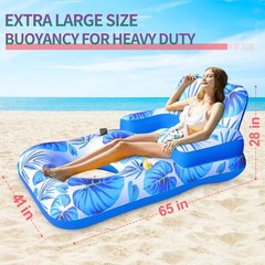 Pool Floats For Adults Tanning Inflatable Lounger With Cup Holder Beach Floatie