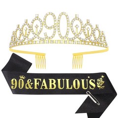 Sparkling 90th Birthday Sash and Tiara Set – Be the Queen of Your Celebration