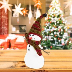 Snowman Plush Dolls with Striped Hat and Scarf Christmas Festival Desk Ornament