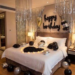 120 Pcs Birthday Party Decorations Set – Balloons, Banner, LED Lights, Rose Peta