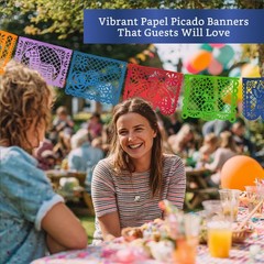 Mexican Party Banners 5 Pack with 10 Plastic Flags per Banner Papel Picado M…