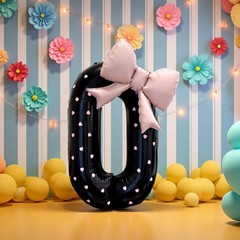 40 Inch Black Bow Numbers Balloon 0-9 Foil Mylar Large Number Balloon 2026 Gr…