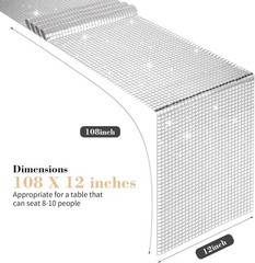 4 Packs Glitter Disco Party Table Runner 12 x 108 Inches Mirror Silver Foil