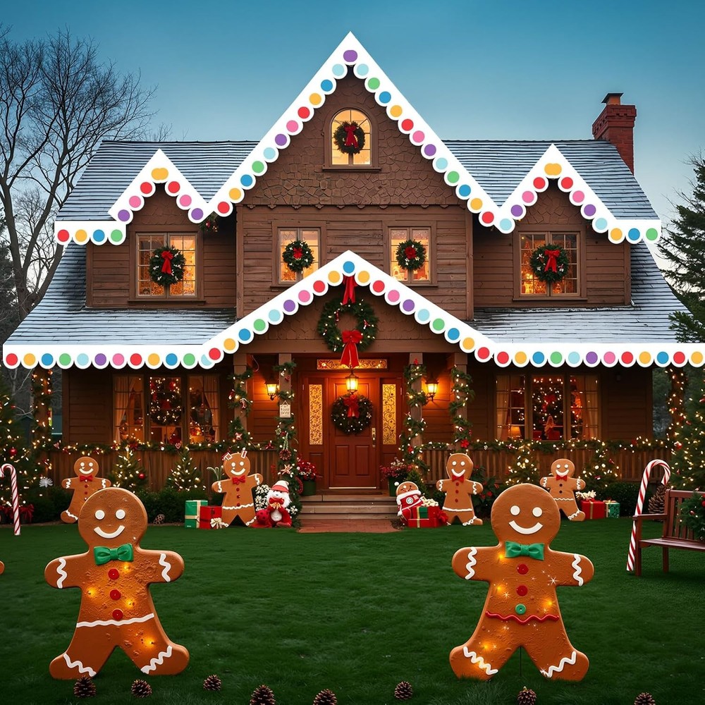 Tudomro 23 ft Outdoor Christmas Gingerbread House Decorations Gingerbread Roof P