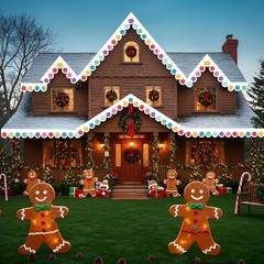 Tudomro 23 ft Outdoor Christmas Gingerbread House Decorations Gingerbread Roof P